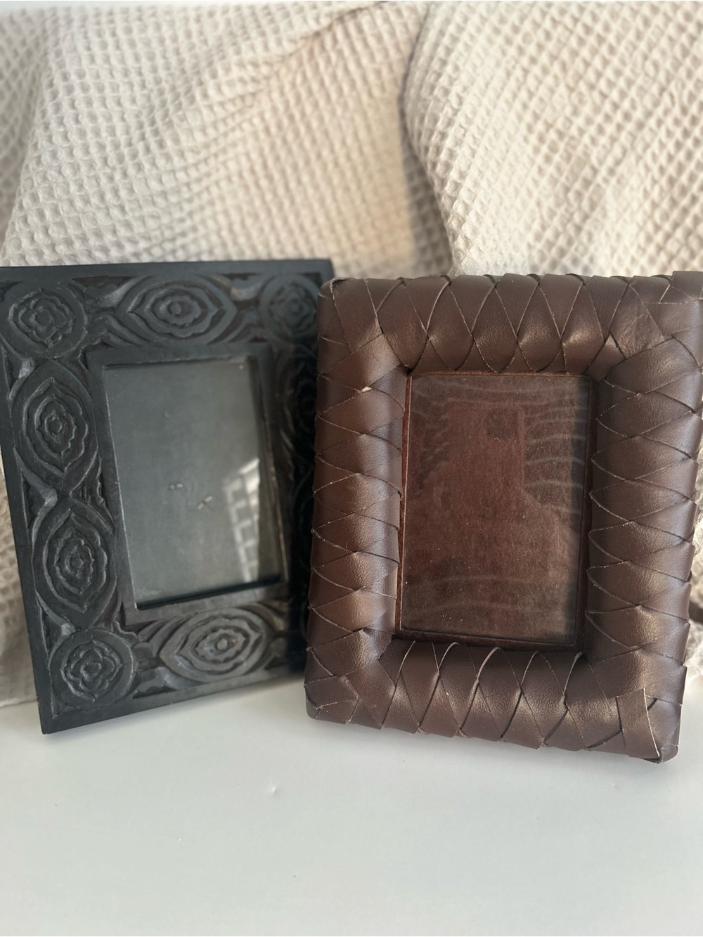 Handcrafted Leather Photo Frame and bonus frame- 2 pack